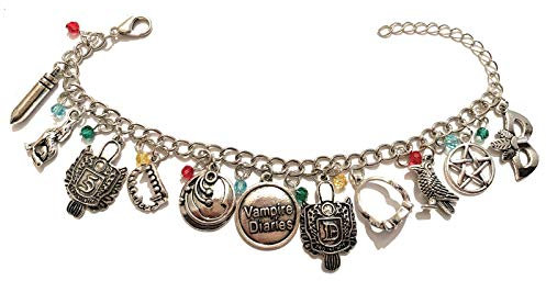 Giulyscreations Armband Metall nickelfrei The Vampire Diaries Stefan Damon Salvatore Elena Gilbert Solarring Serie TV Fantasy Pop Cosplay, 20 cm, Zink Kristall