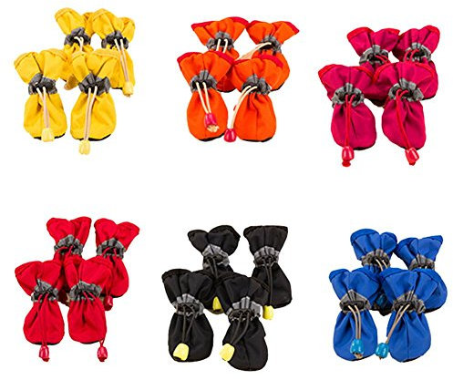 Demiawaking Set 4 Stivali Antipioggia per Cane e Gatto Domestico Scarpette Antiscivolo Impermeabili per Cucciolo Domestico (Colore Casuale) (4x5CM)