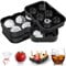 LessMo Eiswürfelform Silikon, XXL Eiskugelformer 2 Pack mit Deckel und Trichter, BPA-frei und FDA-Zugelassen, Schwarz, für Whisky, Cocktails und Babynahrung