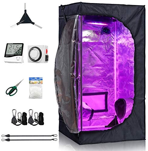 CDMALL Grow Tent Room Complete Kit Hydroponic Growing System 24''x24''x48'' Indoor Plants Growing Dark Room + Hydroponics Growing Setup Accessories (24''x24''x48'' Kit)