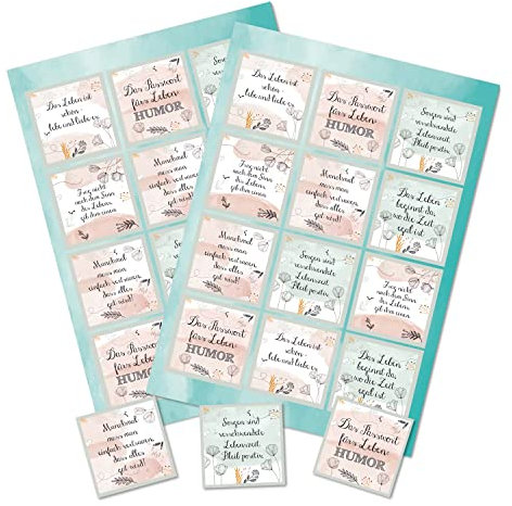 Logbuch-Verlag 24 Spruchaufkleber Motivation Geburtstag positiv Denken 6 x 6 cm rosé Ostern mintgrün