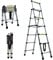 5+6 Step Extendable Ladders Combination Ladder Aluminum Multi Purpose Ladder for Home Garden Office Garage,Easy to store,Max Loading 330Lbs