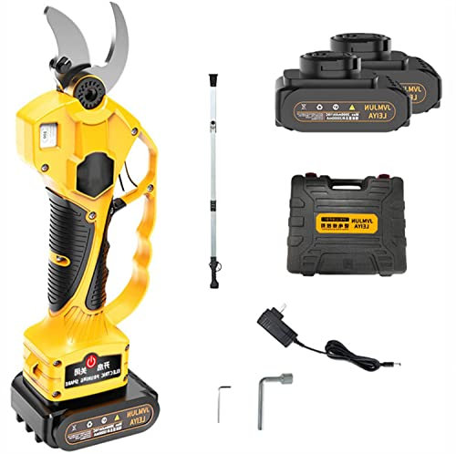 JIADUOFU Tijeras Podar Inalámbricas,Tijeras Podar Eléctricas Telescópicas,diámetro Corte 40mm,Hoja Sk5 con 2 Baterías De 2 Ah para Poda De Jardín Y Ramas Altas,220v-190cmextensionrod
