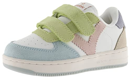 victoria Low-Top Unisex Tiempo Leder-Effekt & Mehrfarbige Spaltlederteile & Klettverschlüsse 1124116 für Kinder Celeste 23