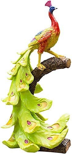 MILLUR Harz-Pfau-Garten-Statue, stehende Pfau-Skulpturen-Yard-Tier-Skulptur-Patio-Verzierung für Außendekoration