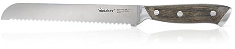 Metaltex Heritage - Professional Bread Knife 33cm - Long Serrated Blade, Stainless Steel Bread Knife - Ergonomic Wooden Handle for Effortless Slicing of Bread, Loaves & Pastries