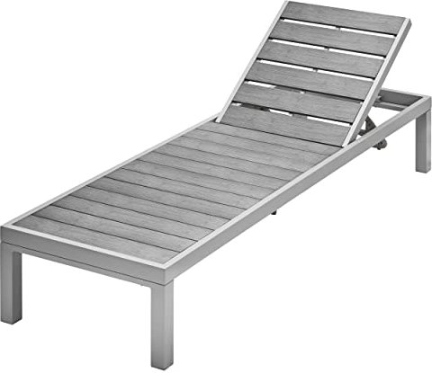 Gartenfreude Aluminium Sonnenliege Barbados mit Verstellbarer Rückenlehne 198 x 63 x 33 cm grau