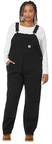 Carhartt Salopette da donna in tela robusta Flex®, vestibilità ampia, nero, Large