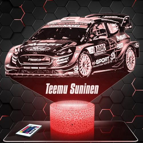 Lampephoto.fr Nachttischlampe T.Suninen Fiesta Rallye deko Auto Fahrzeug Racing. Geschenkidee Mann objekt T.Suninen Fiesta Rallye Nachtlicht Erwachsene deko Zimmer. Weihnachten, geschenk originell