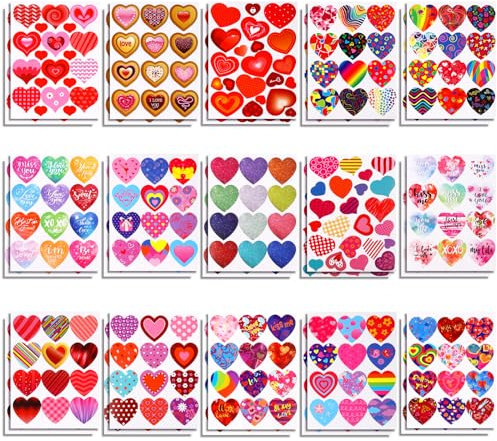 30 Blatt Liebes Herz Aufkleber, Bunte Valentinstag Aufkleber Mehrere Designs Herzförmige Retro Valentinsgrüße Dekorative Aufkleber für Kinder Sammelalbum Party Klassenzimmer Belohnung