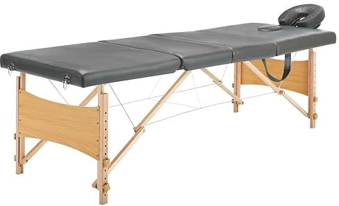 LAPOOH Massageliege 4-Zonen Holzgestell Anthrazit 186x68 cm, Massageliege, Massage Bett, Massage Table, Behandlungsliege, Massage Liegestisch, Therapieliege