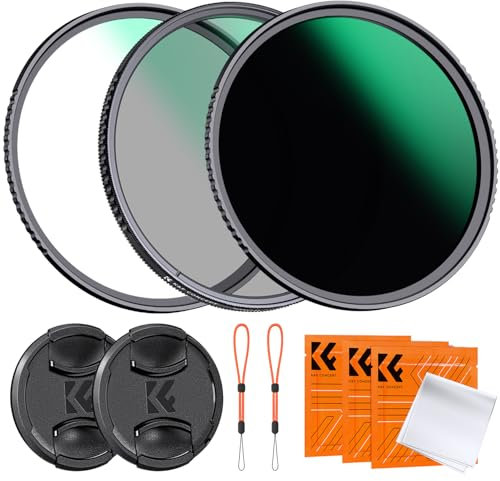 K&F Concept 82mm UV, CPL, ND1000, Lens Cap Filter set, MCUV, Polarizer, 10-stop Neutral Density Waterproof Optical Glass 24-layer Coating Protection Lens Filters (Nano-D Series)
