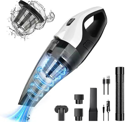 HomeRevel- Powerful Cordless Handheld Vacuum Cleaner, Long Battery Life, LED Lights, and Waterproof HEPA Filter - Ideal for Car, Home, Office, Kitchen, Pet Hair, and Deep Cleaning USB Rechargeable