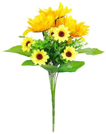 JOERBABU 6-in-1 realistische Sonnenblumen-Blumensträuße, langlebig und schön, Desktop-Heimdekorationen, Partyzubehör
