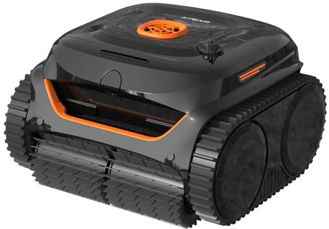 WYBOT C2 Poolroboter Akku Boden und Wand für Einbaupools bis 150㎡, Doppelfiltration, 3-Fach Motor, Starke Saugkraft, Wandkletter & Wasserlinie, 180 Min, App(Schwarz-Orange B3)