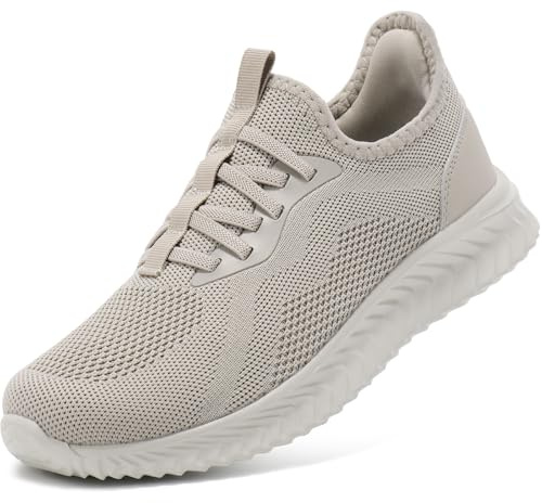 STQ Basket Femme Chaussures de Marche Mode et Sport Femmes Respirant sans Lacet Confortable LéGèRe Running Tennis Gym Jogging Slip on Basquette Fitness Travail Outdoor Sneakers Rose Marron EU 42