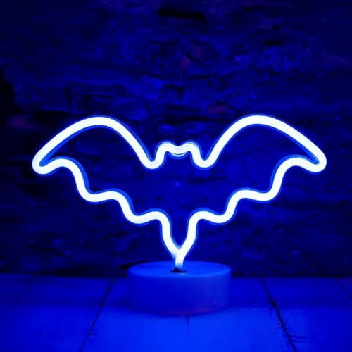 Neonschilder, Neonschild Led Neonlicht Nachtlampe USB Batteriebetriebene Led Neon Licht Schild Schlafzimmer Wanddekoration, Blue, Bat