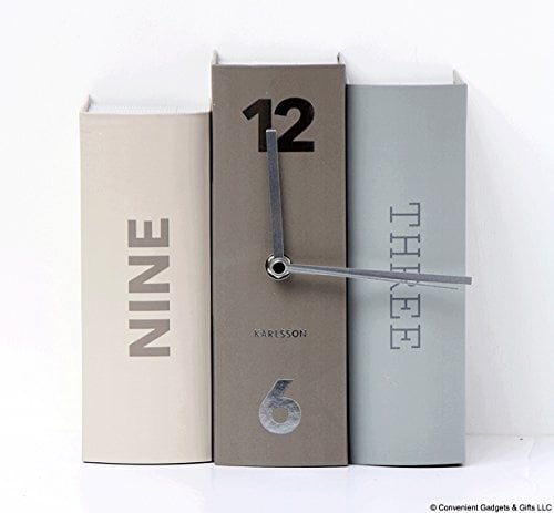 Karlsson Tischuhr Book - Grau - 20x15x20cm - Rechteck - Papier - Standuhr - Tisch Uhr