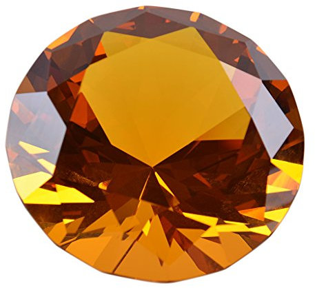 LONGWIN Bernsteinfarbener Kristalldiamant Briefbeschwerer, 8 cm, Hochzeit, Dekoration, Glas
