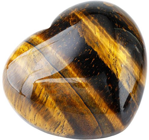 mookaitedecor Oeil de Tigre Cœur Pierre Meditation Lithothérapie,Reiki Cœur Decoration pour Guérison des Cristaux Naturelle Anti Stress