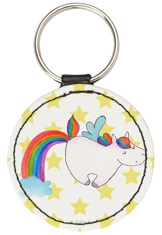 Mr. & Mrs. Panda Rund Schlüsselanhänger Einhorn Pegasus - Geschenk, Realität, Taschenanhänger, Einhörner, Erwachsenwerden, Schutzengel, Einhorn Deko,