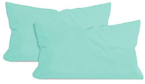 npluseins 2er Pack Baumwoll Kissenbezug - Jersey - viele Farben 1331.1812, ca. 40 x 60 cm, Mint