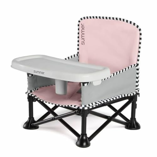 Summer Rehausseur Pop ‘N Sit SE Booster, Sweet Life Edition, couleur rose -rehausseur pour utilisation intérieur/ extérieur de la maison - Pliage rapide, simple et compact