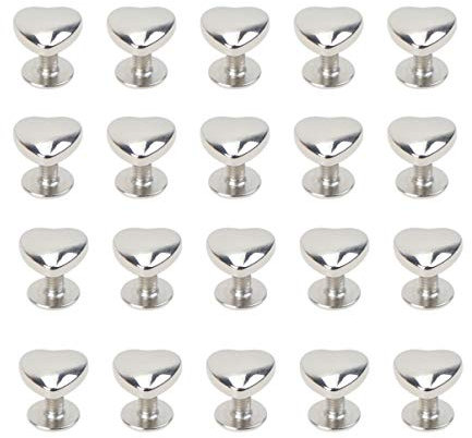 20pièces Rivets Métalliques Forme De Cœur Pour Artisanat Cuir Accessoires Décoratifs Pour Sacs Et Maroquinerie Rivets Rapidement Fixes Avec Base À Vis