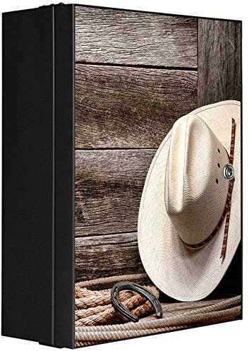 banjado Medizinschrank abschliessbar mit Motiv Linedance Set 35x46x15cm - großer Arzneischrank für die Hausapotheke - Medikamentenschrank aus Metall zur Medikamenten Aufbewahrung