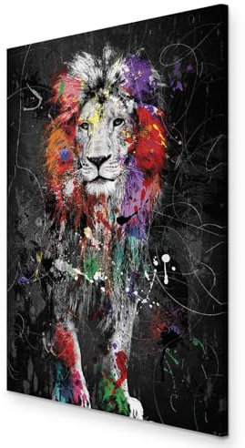 murando - Wandbilder Löwe 40x60 cm Vlies Leinwandbild 1 tlg Kunstdruck modern Wandbilder Wanddekoration Design Wand Bild - Tiere Afrika Farbflecken g-A-0242-b-a