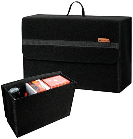 VOGO Kofferraum Organizer | Einkaufstaschenzubehör aus Velours/Filz für den Kofferraum | Praktische, Solide, Pflegeleichte, Multifunktionelle Kofferraumtasche Auto, Groß, Schwarz