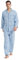 GLOBAL Ensemble de Pyjama Hommes Coton Vêtements de Nuit boutonnés à Manches Longues Cordon de Serrage Ensemble de Pyjama Respirant Hommes Haut Fond Bleu Carré Bleu Rouge L