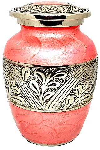 Akanksha Arts Mona Lisa Gedenktopf, klein, 15,2 x 10,2 cm, Metall, 650 ml, Rot / silberfarben Seltene Handarbeit mit Tasche