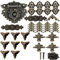 1 Set dekorative Box-Hardware aus Bronze, 1 Schlösser, 4 Butterfly-Scharniere und 8 dekorative Box-Ecken, 4 Dekorativer Ecke Fuß Standfüße, 20 Kantenabdeckung Eckenschutz, 2 Zierstreifen