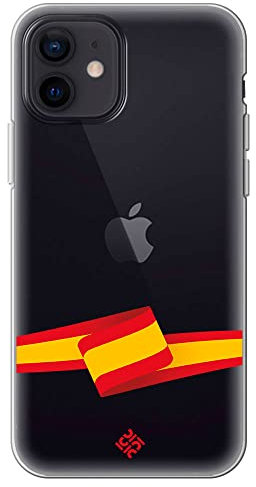 Movilshop Funda para [ iPhone 12 ] Dibujo Auténtico [ Bandera España ] de Silicona Flexible Transparente Carcasa Case Cover Gel para Smartphone.
