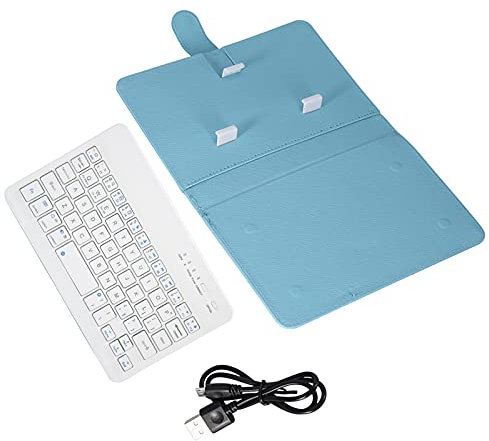 Kuuleyn Bluetooth Keyboard Case, Universal Business Style Wireless Bluetooth Keyboard Flip Case Cover mit Ständer für iOS/Android Phones(Blau)