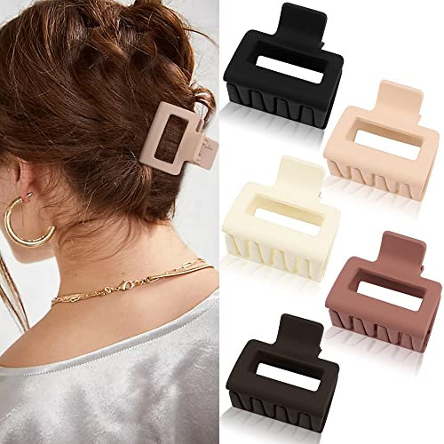 ATODEN 5 pinzas cuadradas mate para el cabello para mujeres y niñas, pinzas antideslizantes de 2 pulgadas para cabello fino y mediano, accesorios de estilo de mandíbula y regalos