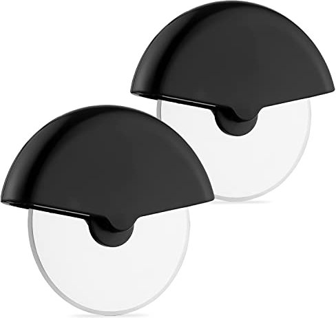 Kyraton Pizza Cutter Wheel with Black Protective Blade Cover 2 Pieces, Super Sharp and Easy to Clean Slicer, Stainless Steel Super Sharp Pizza Slicer, Kitchen Gadget with Protective Blade Guard.