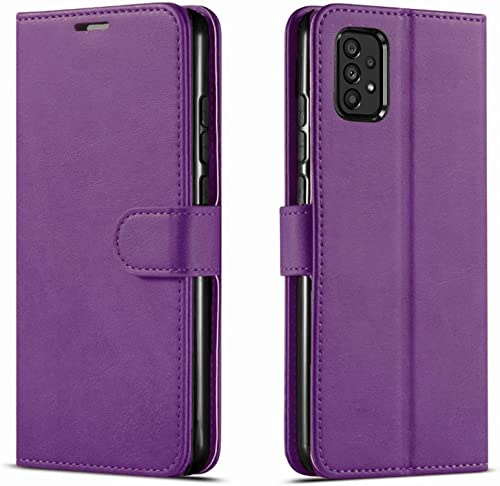 NWNK13 For Samsung Galaxy A53 5G Case Leather Wallet Book Flip Stand View Phone Cover with Card Holder Slots Compatible with Galaxy A53 (Purple)