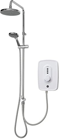Triton Showers Danzi DuElec™ | Shower Electric | 10.5 KW I White I Electrical Showers | with Rainfall Showerhead and Anti Twist Hose | Best Electric Shower Units for Bathrooms