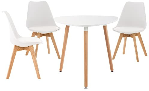 CLP Sitzgruppe Libanera I 3X Stuhl Linares + 1X Tisch Abenra, Farbe:weiß