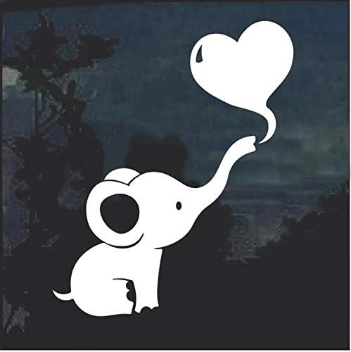 myrockshirt Süßer Kleiner Elefant Herzchen 15 cm Aufkleber Sticker Autosticker Autoaufkleber freie Farbwahl