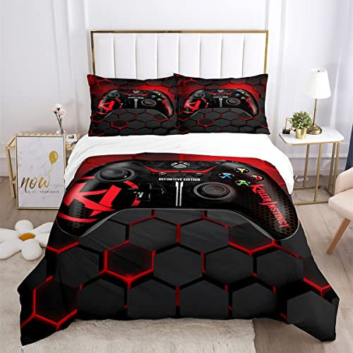 Wintdeer Gamepad Bettwäsche 135x200cm Jungen Teenager Spiel Thema Bettbezug Set Modern Game Controller Bettwäsche Gamer Dekorativ Betten Set Mikrofaser für Kinder Männer