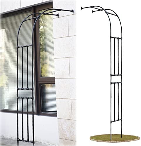 Garden Half-side Arch 240cm/94in Heavy-duty Garden Arch Metal Wedding Arch Trellis Support Arches For Rose Climbing Plant Weatherproof(Black,120x240cm/3.9x7.9ft)