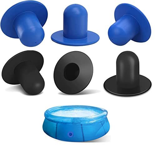 KEAVY KA-06 6pcs Pool Wall Plugs Replacement Parts,Swimming Pool Filter Pump Strainer Hole Plug Stopper Pool Plugs for Above Ground Pools,Pool Plugs for Above Ground Pools.(Blue,Black)