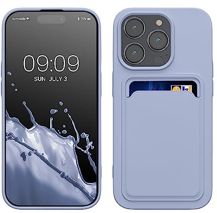 kwmobile Case Compatible with Apple iPhone 14 Pro Case - TPU Phone Cover with Credit Card Holder - Lavender