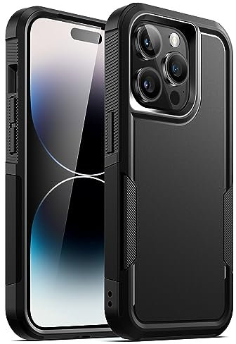 JETech Case for iPhone 14 Pro 6.1-Inch, Heavy Duty Dual-Layer Rugged Protection, Shockproof Protective Tough Phone Cover with Matte Back (Black)