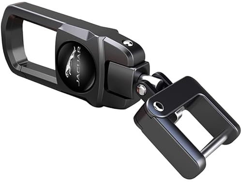 Metall-Auto-Schlüsselanhänger für Jaguar I-PAC F-PAC E-PAC XEL XFL XJ XF Serie alle Modelle Schlüsselanhänger für Männer und Woean, 360 ° Drehung Schlüsselanhänger Schlüsselanhänger Zubehör, (Schwarz)
