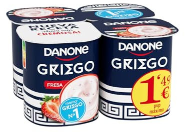 Griego DANONE - Yogur Cremoso con un 30% menos de Materia Grasa - Óptimo para toda la familia - Sabor Fresa - 4x110 g