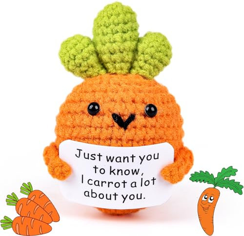COLEESON Pocket Hug Karotte Glücksbringer Geschenke - Kreative Strickwolle Karotte Puppe, Mutmacher Geschenk, Geschenke für Frauen, Einschulung Geschenk (J)